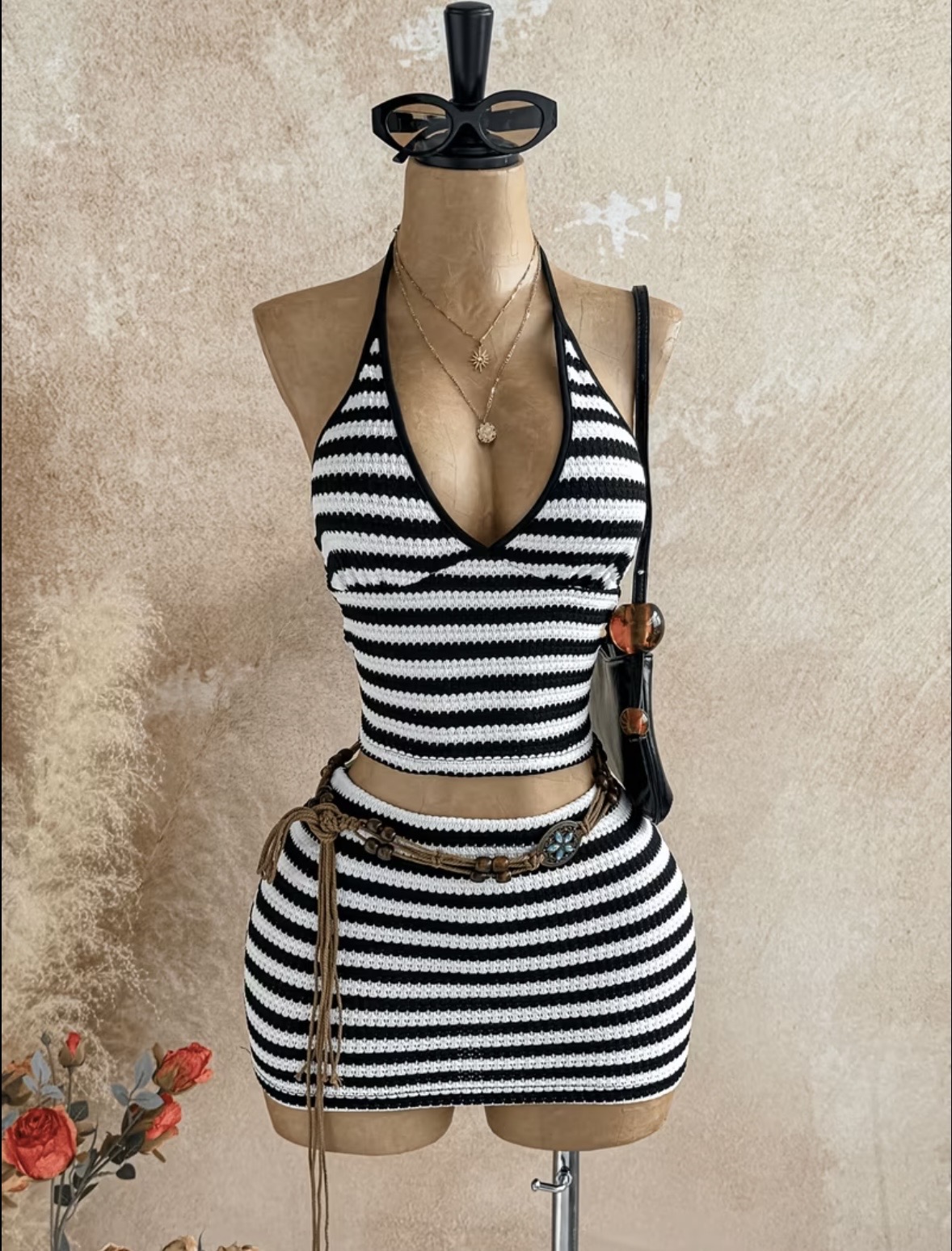 Conjunto de 2 piezas falda y top halterofilia de verano 