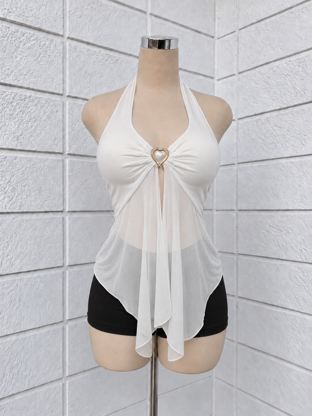 Top Halter Asimétrico de malla