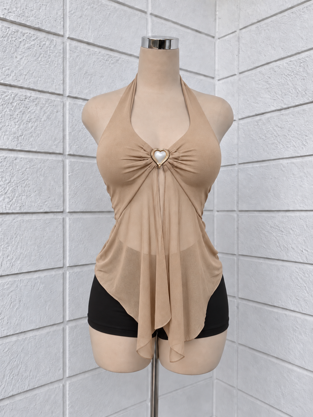 Top Halter Asimétrico de malla