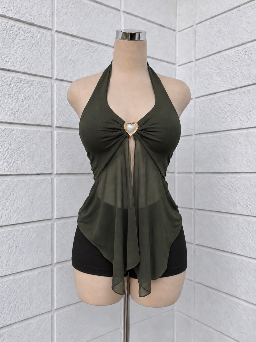 Top Halter Asimétrico de malla